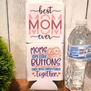 MOM Mother beverage drink holder water beer can NWT set of 2